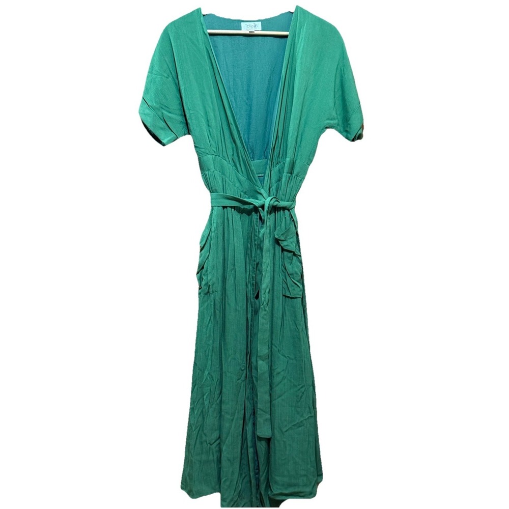 Tulip Wrap Slit Dress Midi Maxi Split Front Tie Long Sleeveless Womens Party NWT